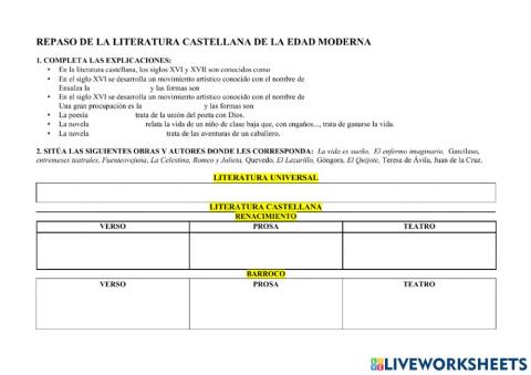 Literatura castellana de la edad moderna