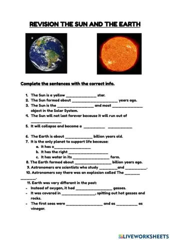 The sun and the earth