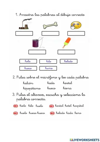 Evaluación de lectura: Letra H