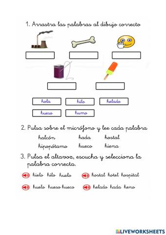 Evaluación de lectura: Letra H