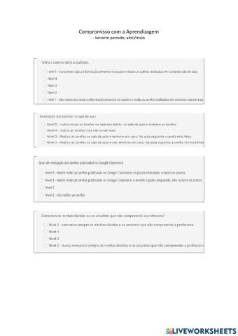 Compromisso com a Aprendizagem e Autoavaliação