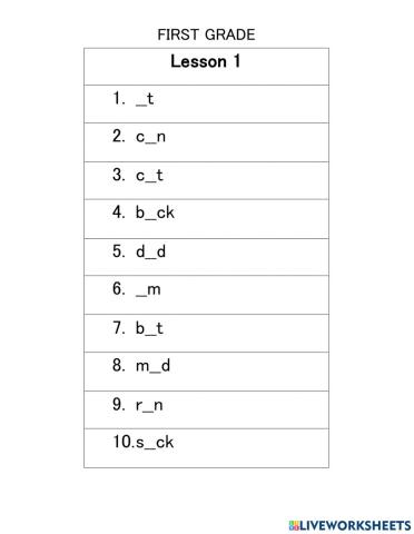 Lesson 1 FIRST GRADE