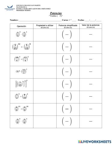Propiedades Potencias PRIMEROS MEDIOS