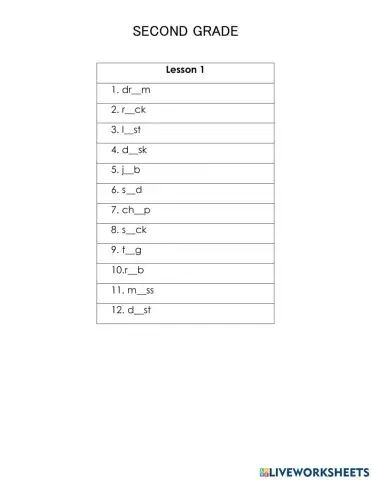 Lesson 1 SECOND GRADE