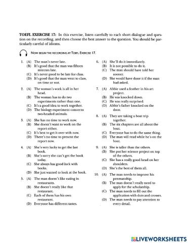 TOEFL IDIOMS skill 17