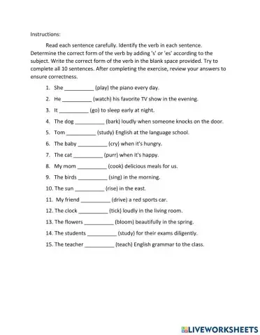 Present simple verbs