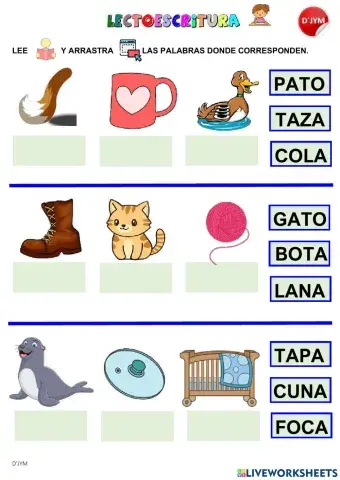 Lectura de palabras de dos sílabas