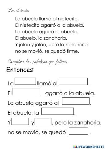 Completa la palabra que falta