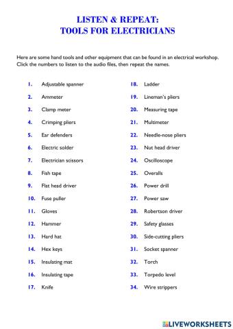 Listen & Repeat: Tools for Electricians