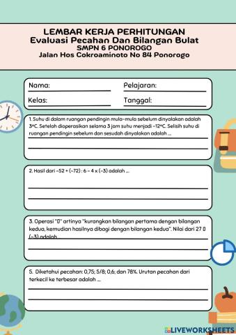 Pecahan dan bilangan bulat