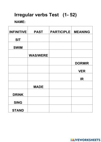 Irregular verbs sara