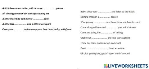 A little less conversation