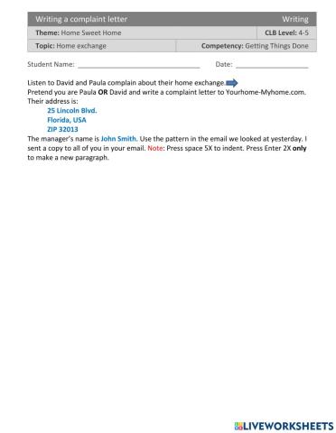 Writing a complaint letter