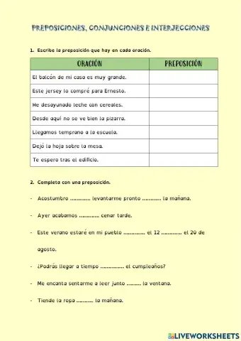 Preposiciones, conjunciones e interjecciones
