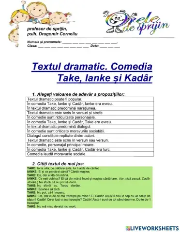 Textul dramatic. Comedia. Take...