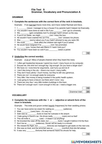 NEF PRE-INT - Test 9 - V, G & P