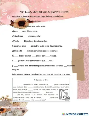 Artigos definidos e indefinidos