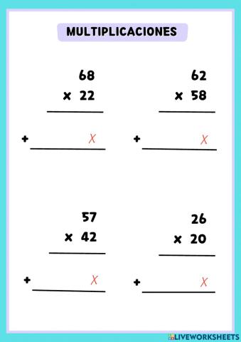 Multiplicaciones 2 cifras
