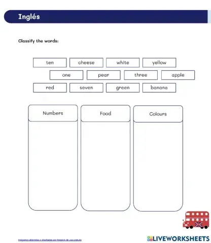 Colours, food and numbers