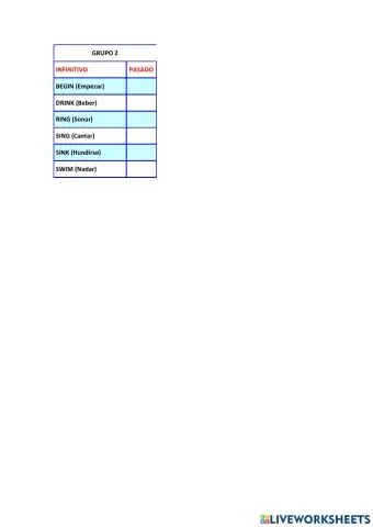 Verbos irregulares grupo 2