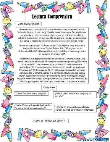 Lectura compresiva de Jose Maria Vargas