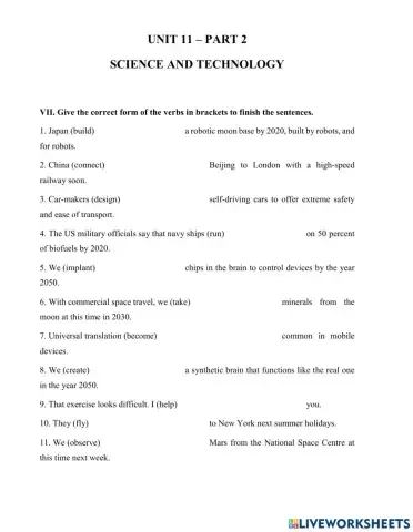 Practice test - UNIT 11 - PART 2