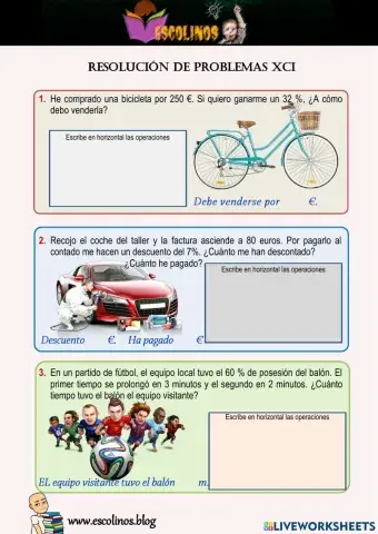 Matemáticas 5º. Resolución de problemas XCI