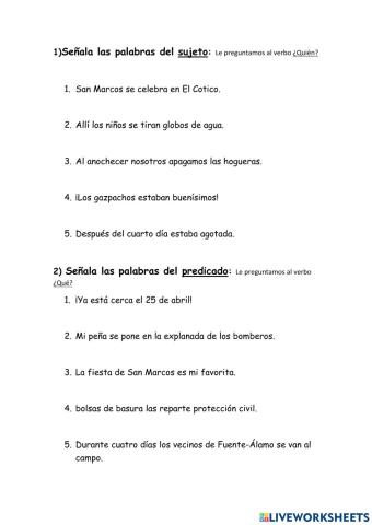 Analiza sujeto y predicado