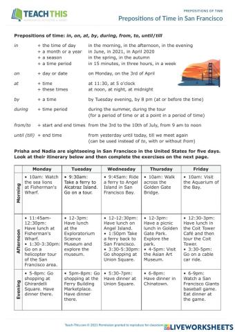 Prepositions of time