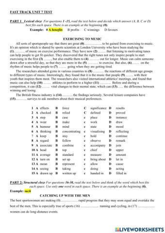 Fast Track unit 7 test