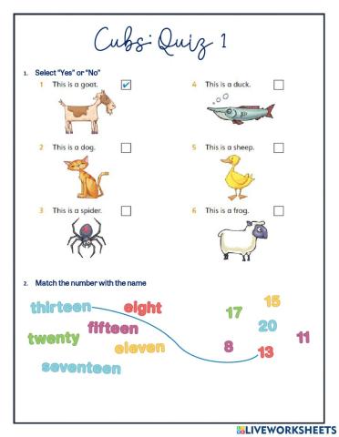 Cubs: Quiz 1