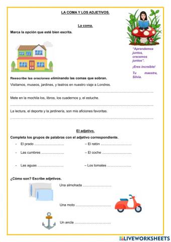 La coma y los adjetivos