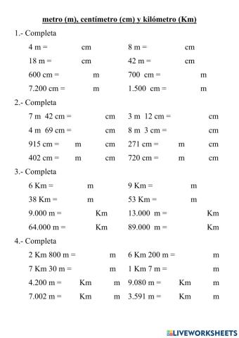 Unidades de Longitud m, cm, Km