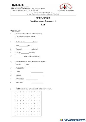 New challenges 1 - module ii mock