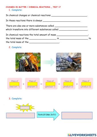 Changes in matter: chemical reactions