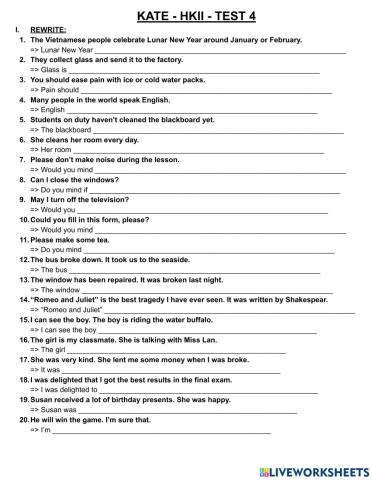 Grade 8 - Rewrite Test 4