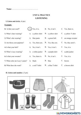 Unit 6: Clothes (Listening) - Grade 3