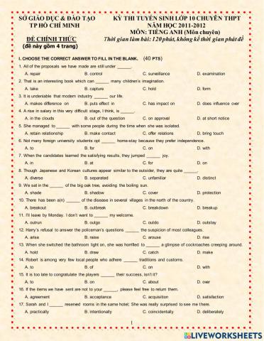 E9 Tuyển sinh Chuyên HCM 11-12