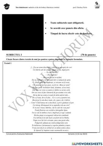 Simulare - Testul 12 de antrenament