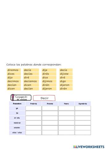 Verbos en copretérito