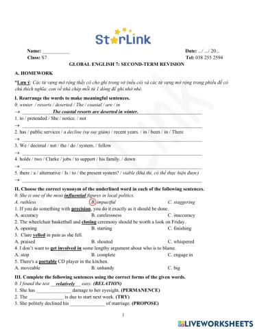 Foreign Teacher-S7-Week 36-U6-U9-Second-term Revision