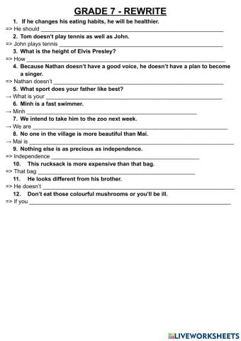 Grade 7 - rewrite