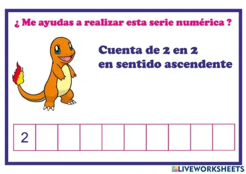 Serie numérica + 2 - 2  con Pokemon Charmander