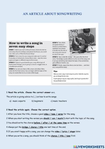 An article about songwriting