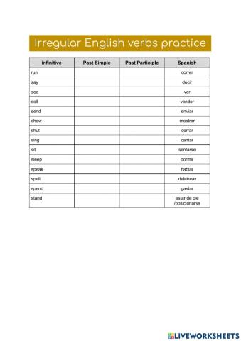 14 verbsirregular verbs List 3
