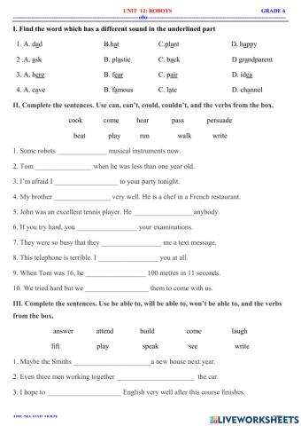 Practice test Unit 12 - PART 1