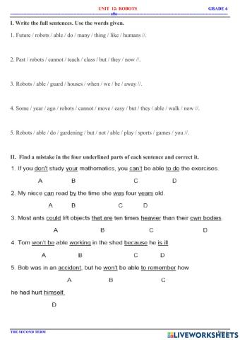 Practice test - UNIT 12 - PART 2