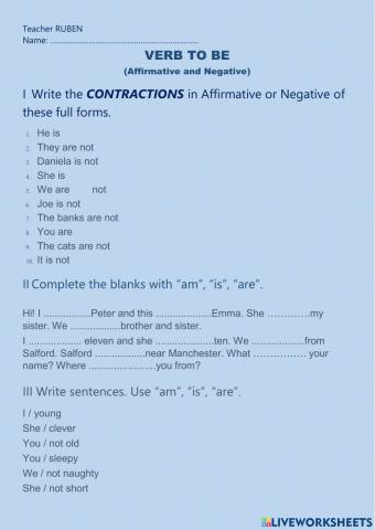 To be: affirmative and negative