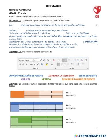 Ejercicio teórico de tablas en Word