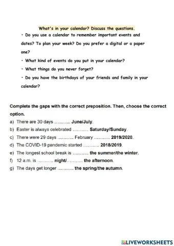 Prepositions of time